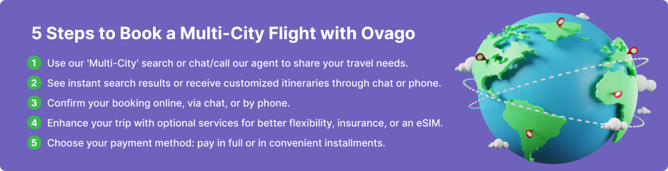 steps to book a multi city flight with ovago desktop
