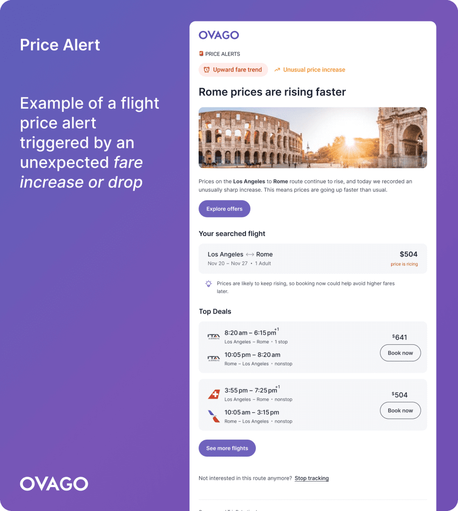 airline price alerts ovago