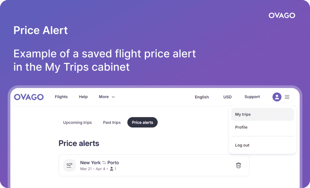 flight price alerts ovago