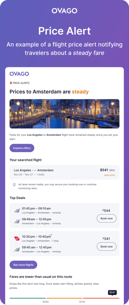 flight price tracking website ovago