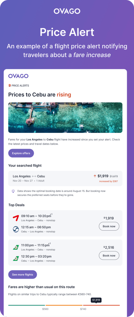 how to track flight prices ovago