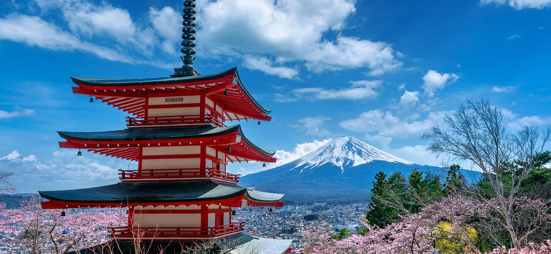 chureito pagoda mount fuji japan cherry blossoms landscape travel view