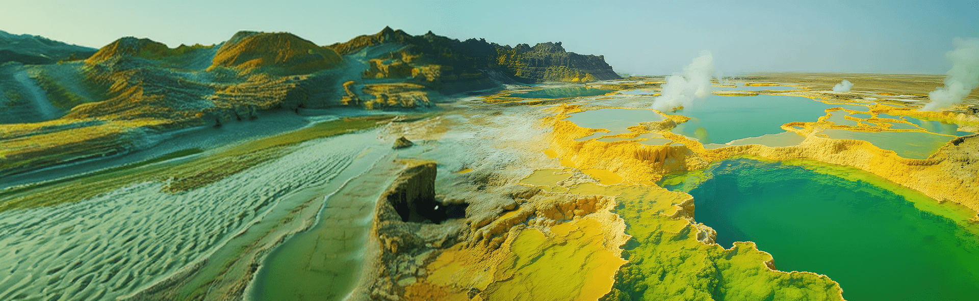 geothermal hot springs colorful volcanic landscape