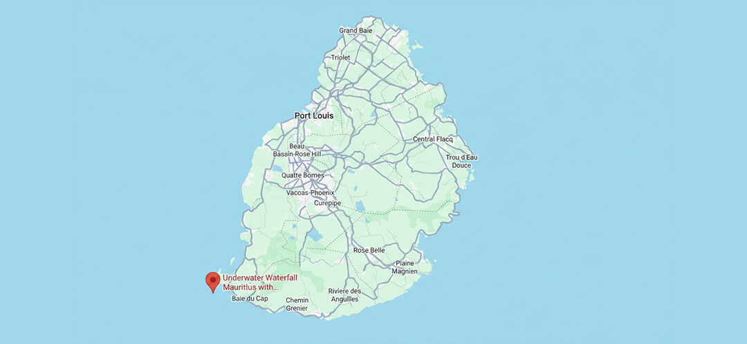 mauritius map underwater waterfall location le morne brabant ovago