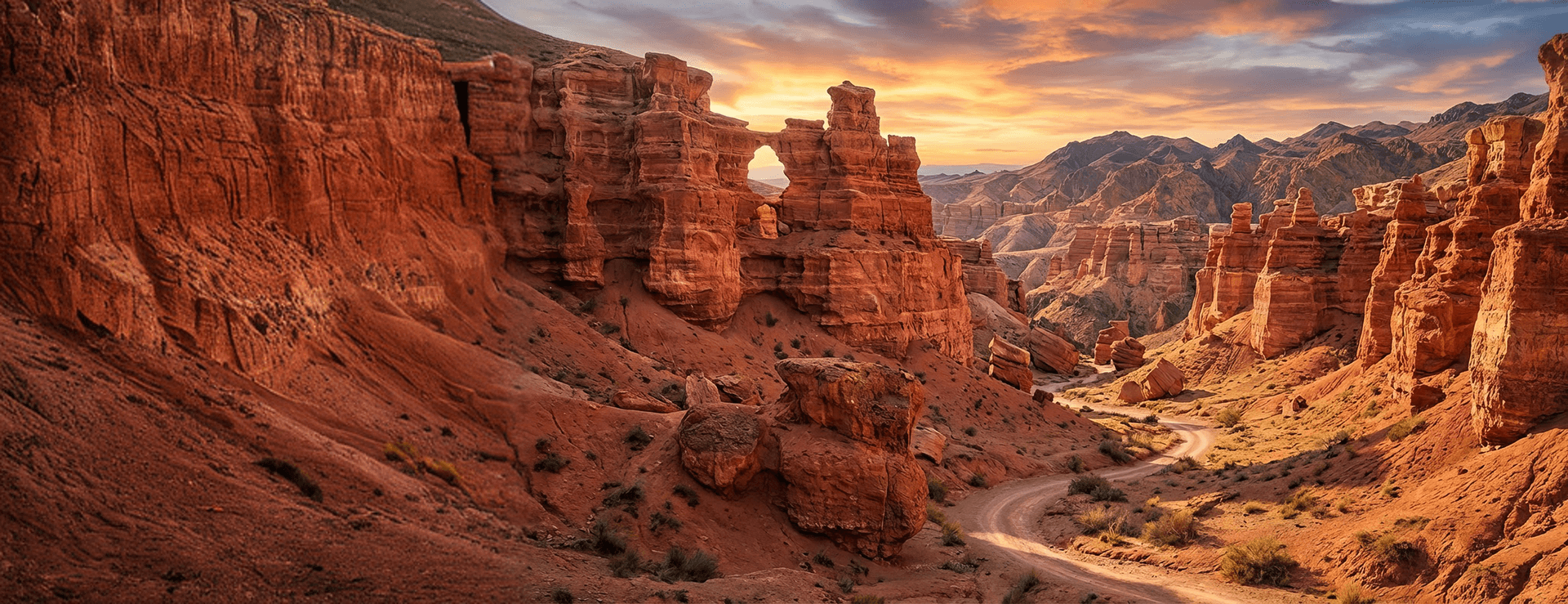 red rock canyon sunset landscape