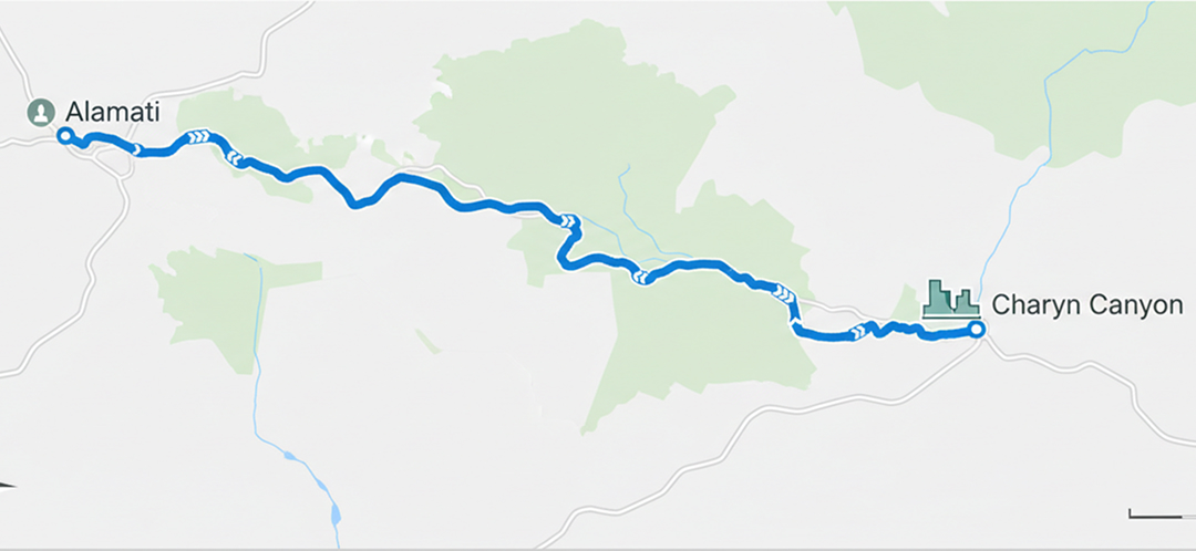 where is charyn canyon located map from almaty kazakhstan ovago