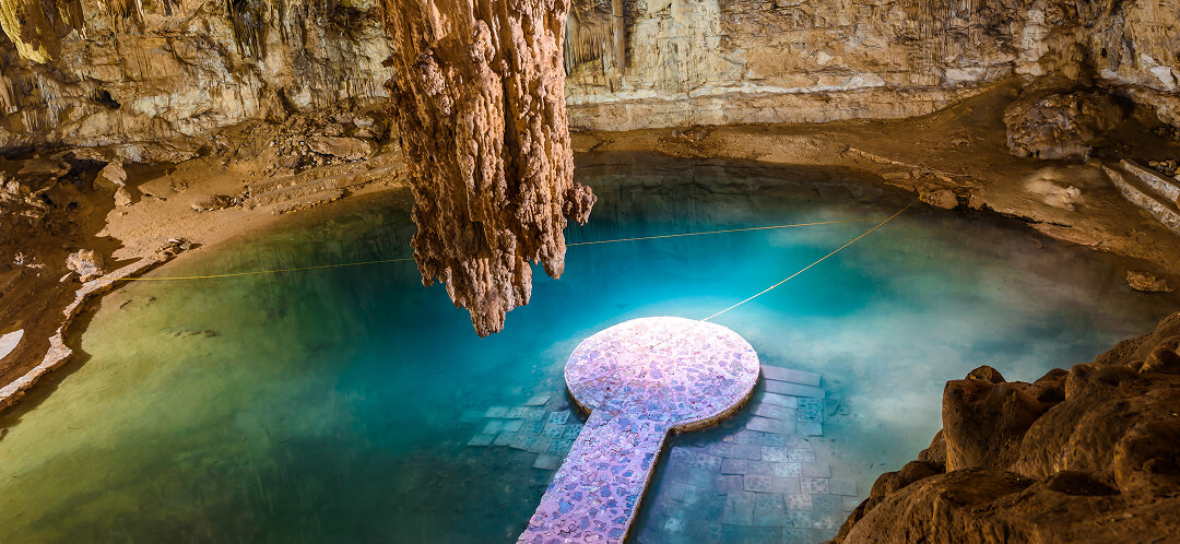 cenote swimming platform inside cave