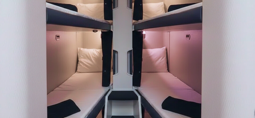 compact airplane bunk beds interior