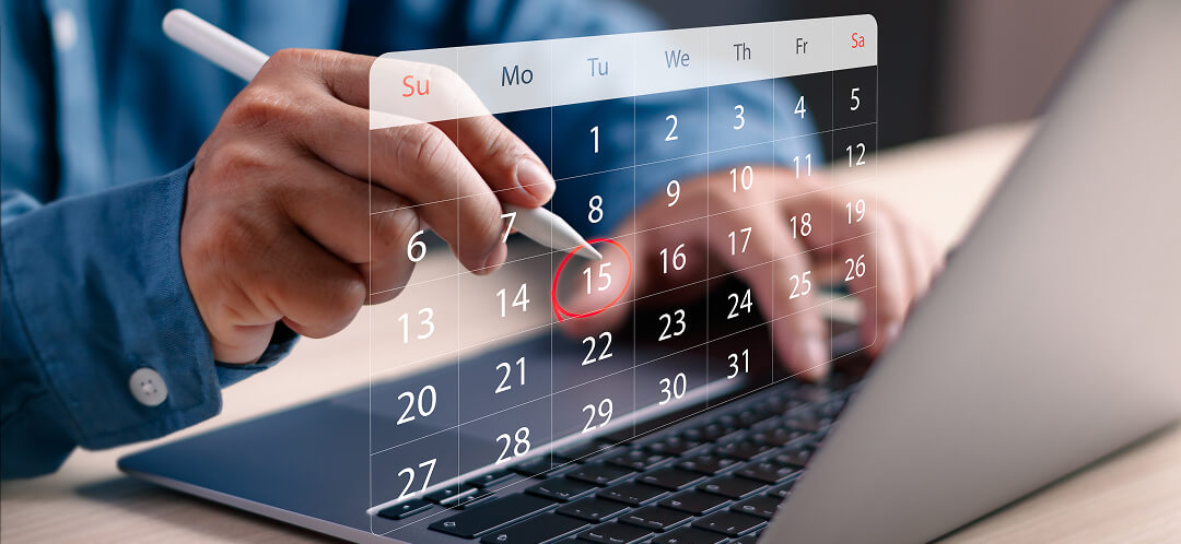 selecting travel dates on digital calendar