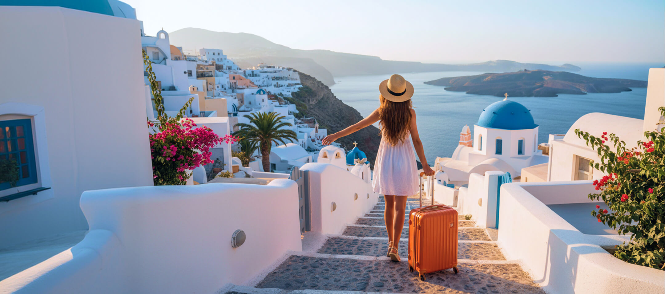 solo female traveler in santorini greece